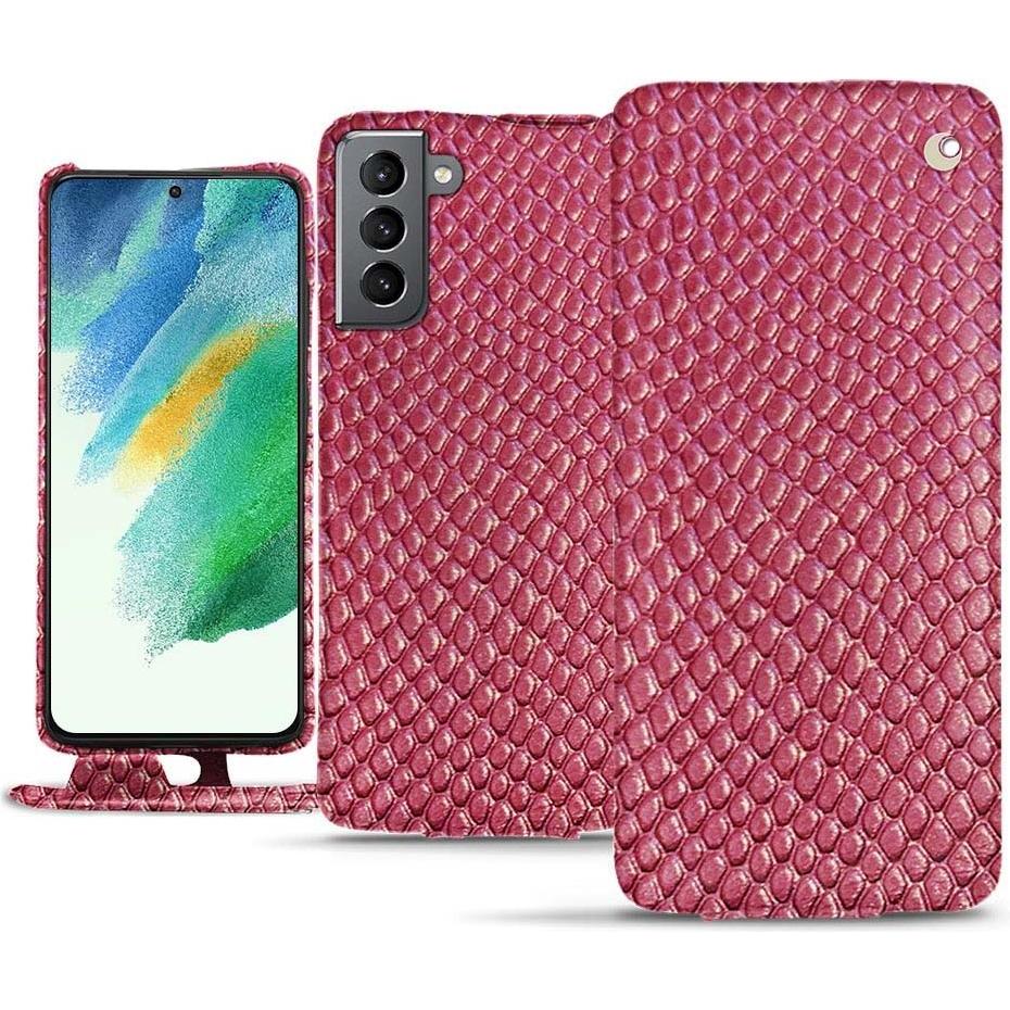 Noreve Lederschutzhülle vertikal (Samsung Galaxy S21 FE), Smartphone Hülle, Rosa