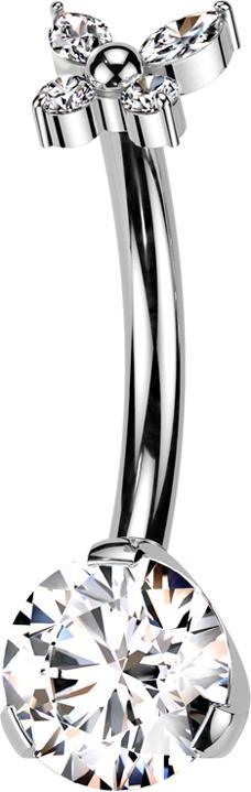 Actual product image Star Piercing Threadless Banane silber einfacher Schmetterling silber Kristalle silber und Kristall silber gefasst (without brass, Titanium)