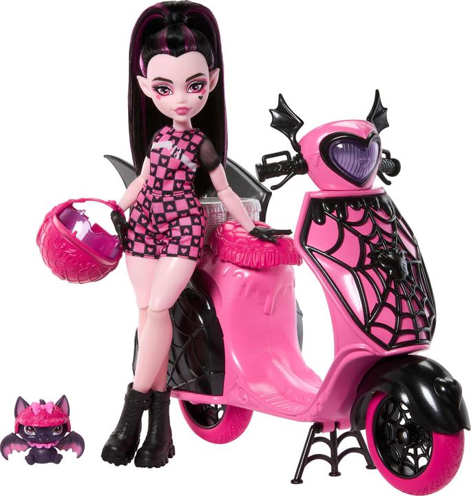 Monster High Vamptastic Scooter Draculaura Doll and Vehicle Set with Count Fabulous Pet