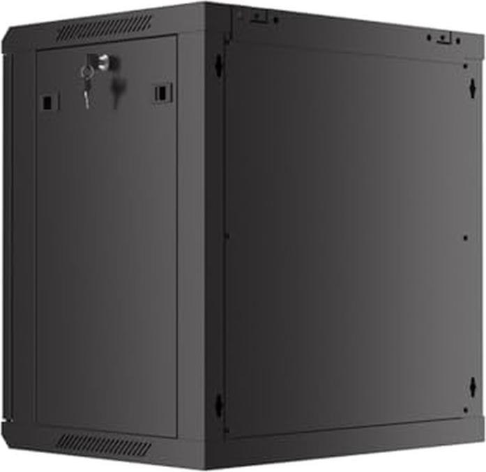 Produktbild Lanberg Nástěnná jednodílná skříň 19", 12U/600x450, (v rozloženém stavu), perforované dveře, černá (12 HE, 19 Zoll Rack)