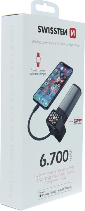Produktbild Swissten 2in1 Apple Watch MFi Powerbank 6700 mAh (6700 mAh, 10.50 W, 10.50 Wh)