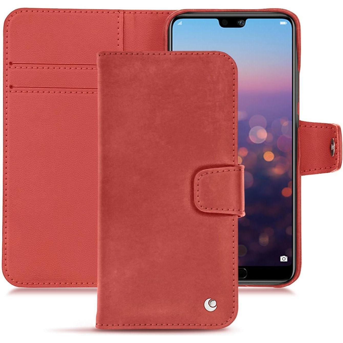 Noreve Lederschutzhülle Wallet (Huawei P20 Pro), Smartphone Hülle, Rot