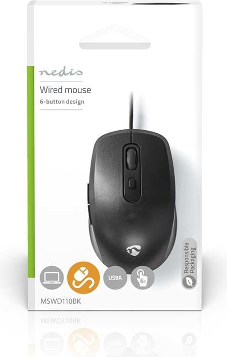 Immagine prodotto Nedis Mouse | Con cavo | 1200 / 1800 / 2400 / 3600 dpi | DPI regolabile | Numero di pulsanti: 6 | Rech (Cablato)