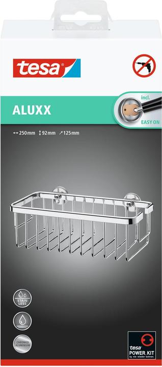Actual product image tesa Aluxx storage basket single storey, M (12.50 x 25 x 9.20 cm)