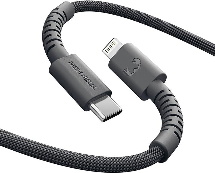 Produktbild Fresh'N Rebel Fresh 'n Rebel USB-C zu Lightning silicon geflochtenes Kabel "FlexWave" 70cm, Storm Grey (0.70 m, 30 W)