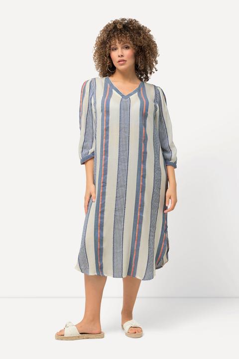 Produktbild Ulla Popken Kaftan, Musterstreifen, Oversized, V-Ausschnitt, 3/4-Arm (46, 48)