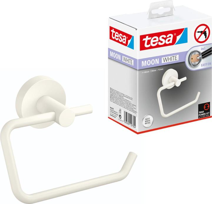 Produktbild tesa MOON WHITE Toilettenrollenhalter inkl. Klebelösung ohne Bohren