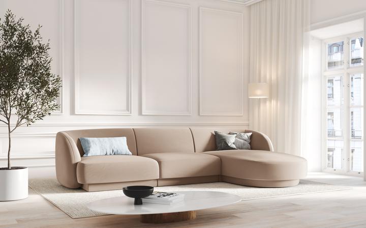 Image du produit Micadoni Canapé D'Angle Droit Velours, "Miley", 4 Places, 255x156x70Fabriqué en Europe (Canapé d'angle)