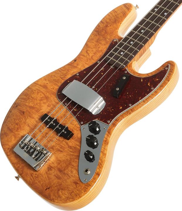 Actual product image Fender Custom Shop Artisan Maple Burl Jazz Bass, Aged Natural RW (Electric bass, Ash with maple top, Maple neck, Rosewood fingerboard)