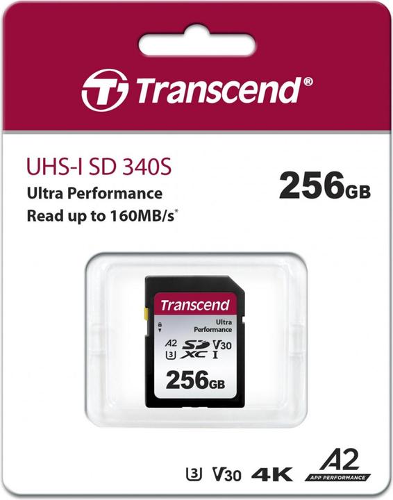 Productafbeelding Transcend SD-kaart SDXC SDC340S 160/90 MB/s (256 GB, SDXC, U3, UHS-I)