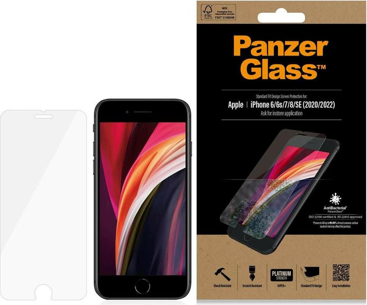 Actual product image PanzerGlass standard fit (1 pcs., Apple iPhone 6, Apple iPhone 6s, Apple iPhone 7, Apple iPhone 8, Apple iPhone SE (2nd Gen), Apple iPhone SE (3rd Gen))