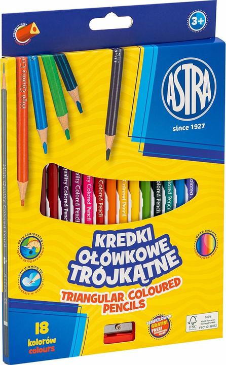 Actual product image Astra Buntstifte dreieckig 18 Stück mit Anspitzer (18 x)