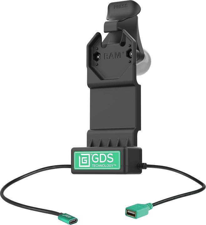 Rammount RAM Mounts GDS Uni-Conn Ladestation - 2-Lochmuster AMPS - USB-C & USB-A-Anschluss - Schrauben-Set