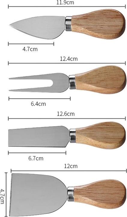 Actual product image 4-piece cheese board rotating cheese cutting board oak cheese board with cheese knife set