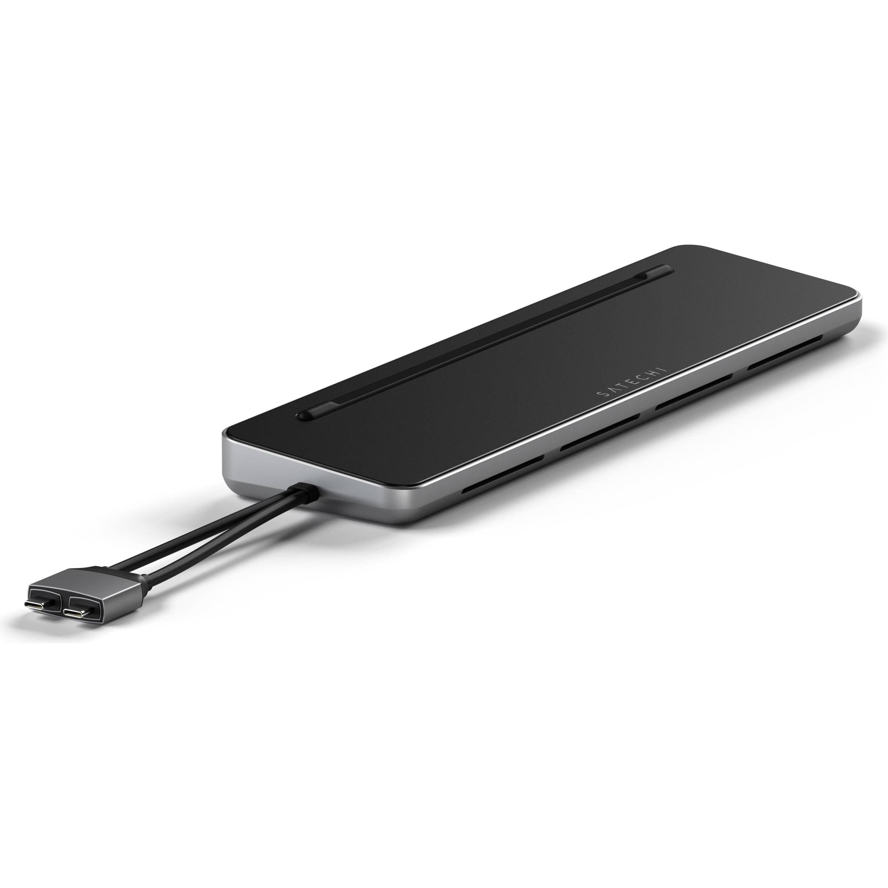 Satechi Dual Dock Stand (USB-C, 9 porte), Docking station + Hub USB, Nero, Grigio