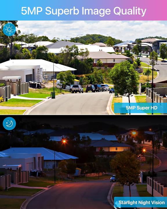 Image du produit Zosi 5MP Überwachungskamera-Set mit 2-Wege Audio, Personen- und Fahrzeugerkennung (2560 x 1920 pixels)