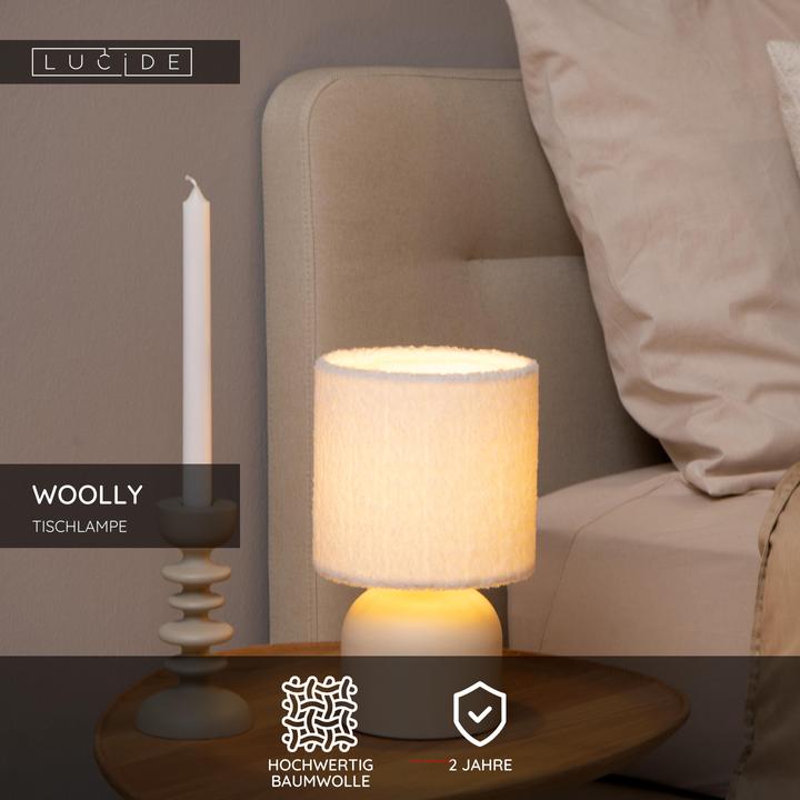 Produktbild Lucide WOOLLY - Tischlampe - Ø 16 cm - 1xE14 - Beige 10516/01/38 (E14)
