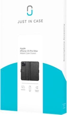Produktbild Just in Case Pu-Leder Book HÃ¼lle Schwarz Apple iPhone 15 Pro Max (Apple iPhone 15 Pro Max)