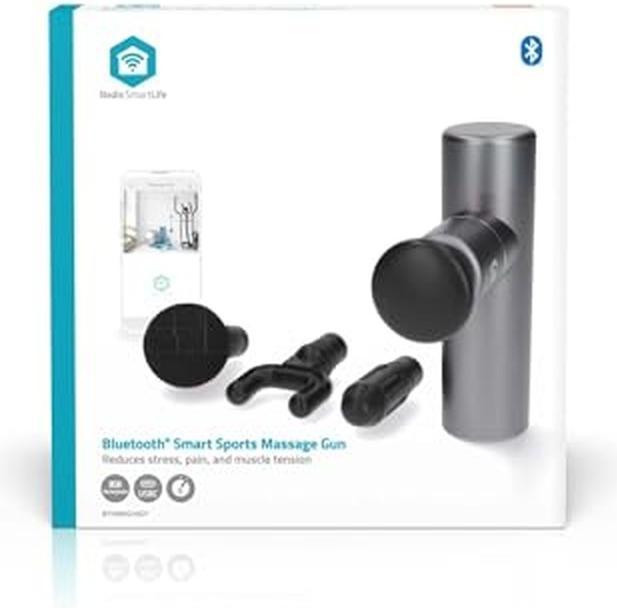 Produktbild Nedis SmartLife Sport-Massagepistole - Akkubetrieben - Wiederaufladbar - 5 Massagemodi - Beutel mit (5 Stufen, 600 min)