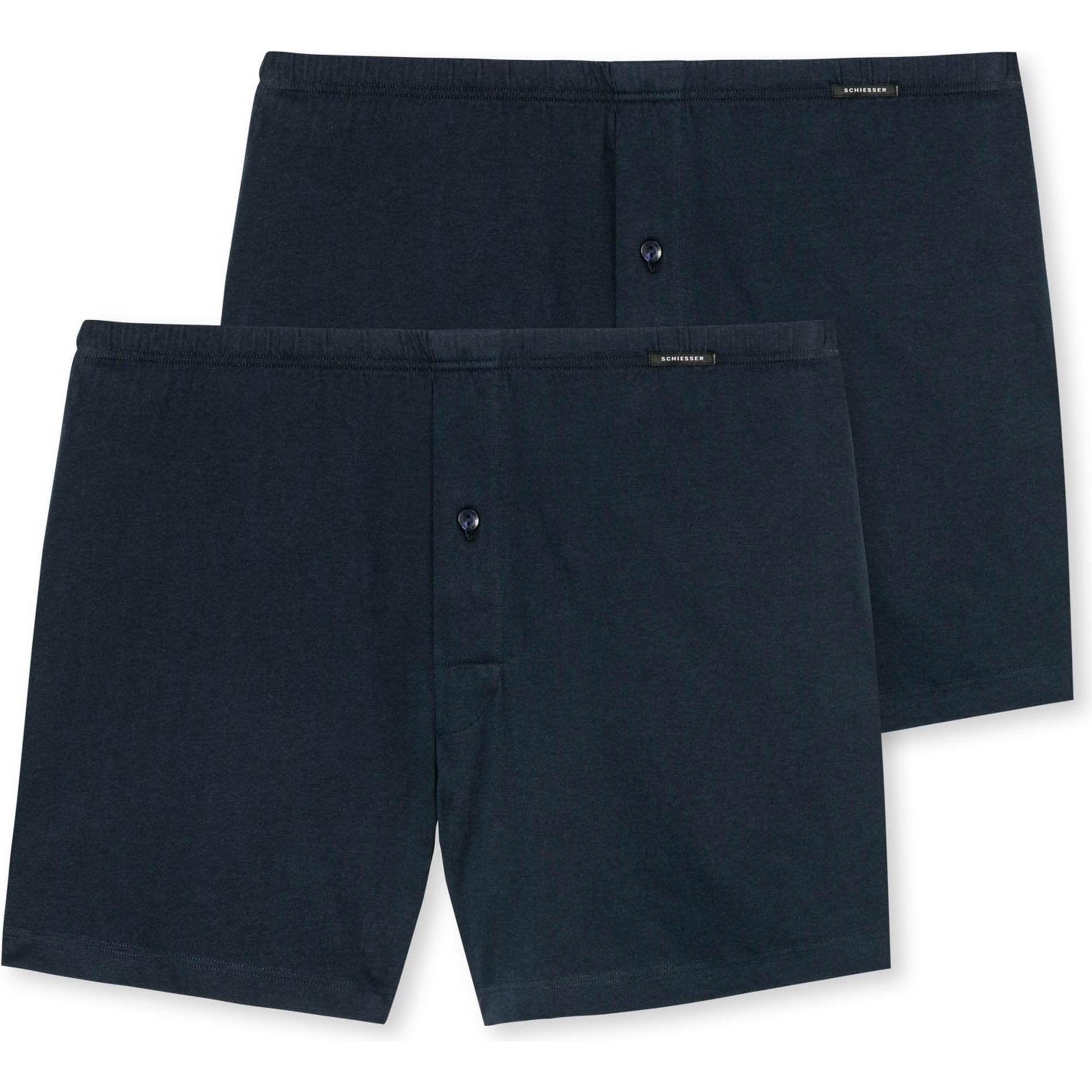 Schiesser, Herren, Unterhosen, 2er Pack Singel-Jersey Boxershorts, Blau, (XL, 2er Pack)