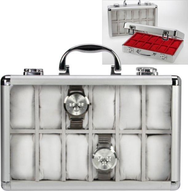 Schwäbische Albumfabrik Uhrenkoffer Aluminium Velours weiss