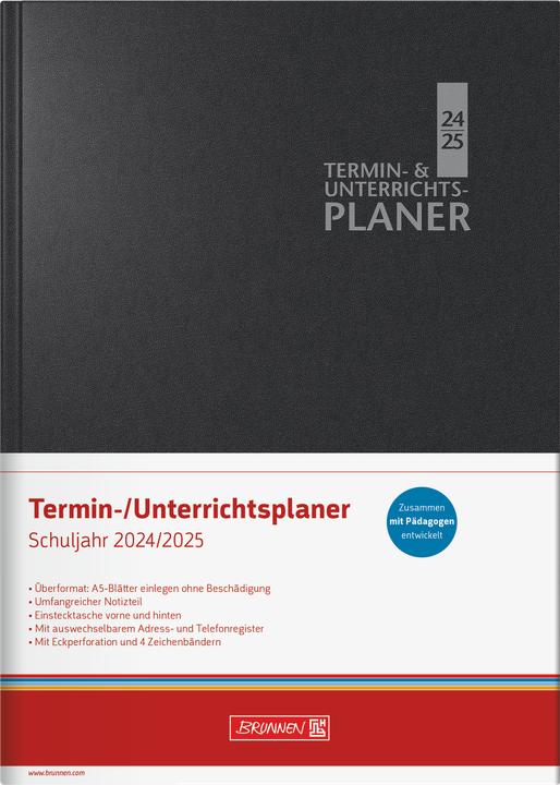 Produktbild Unterrichtsplaner Termin- und Unterrichtsplaner August 2024 bis Juli 2025 schwarz (A5, Deutsch)