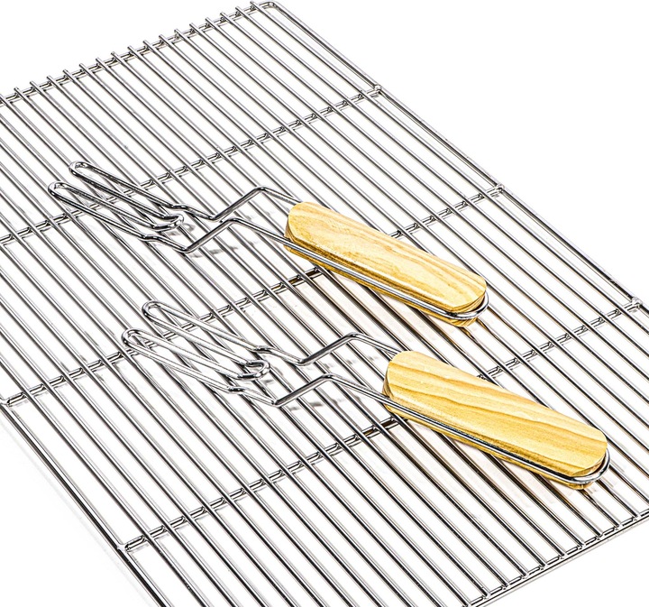 Produktbild Wiltec BBQ Grillrost Eckig 67x40cm Edelstahl Grillgitter Handgriffe Gasgrill Kugelgrill