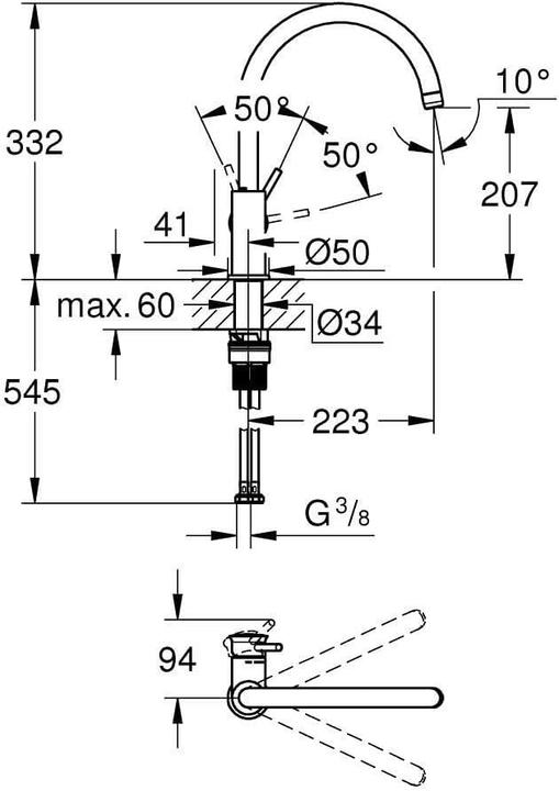 Productafbeelding Grohe Eéngreeps wastafelmengkraan, 1/2"