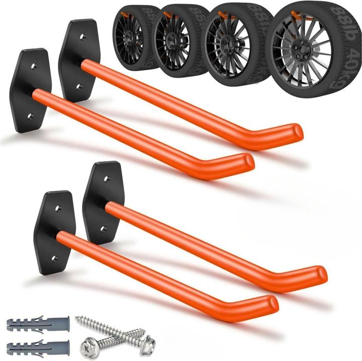Image du produit Hermex 4er Set Wandhaken Reifen-Wandhalterung Autoreifen-Halterung Aufbewahrungshaken