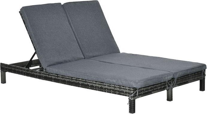 Actual product image Swisshandel24 Polyrattan double lounger garden lounger for 2 people 5-stage backrest metal PE rattan 196x120x28c (196 cm)