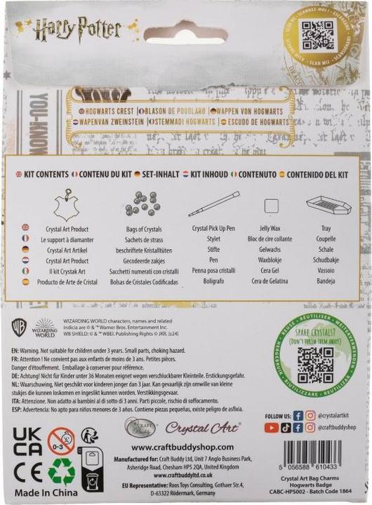 Valeurs nutritives et ingrédients Craft Buddy Badge Hogwarts, Pendentif Crystal Art