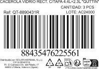 Image du produit Quttin bac en verre rectangulaire avec couvercle 4,4l + 2