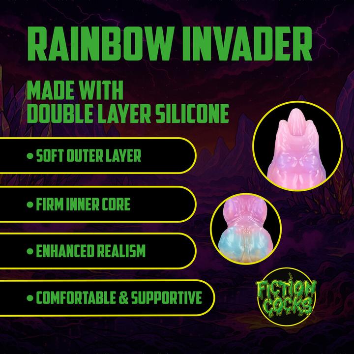 Produktbild Ouch! Rainbow Invader - Silicone Dildo - Rainbow