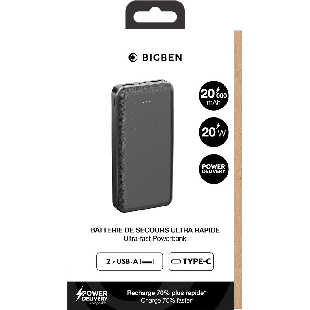 Thumbnail - Bigben PB20000PD2A1CB (20000 mAh, 65 W, 20 Wh), Powerbank, Schwarz