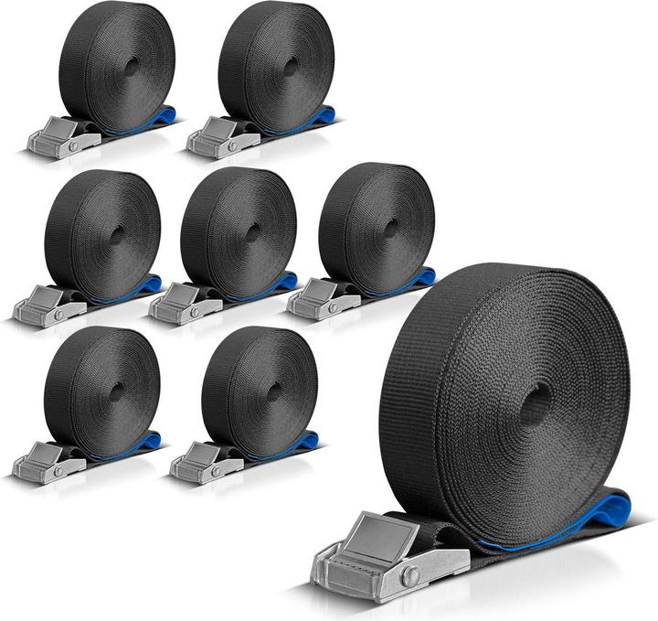 Produktbild Stahlwerk Spanngurt 8er Set 6 m x 25 mm LC 250 daN Befestigungsriemen Zurrgurt