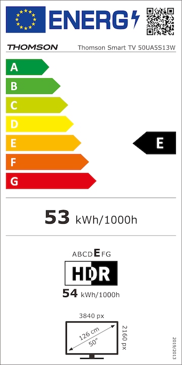 Etichetta energetica Thomson 50UA5S13W Tv 50 pollici UHD 4k (50", LED, 4K)
