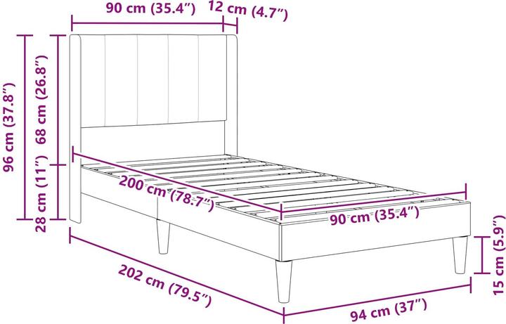 Image du produit vidaXL Moderner Bettrahmen (90 x 200 cm)