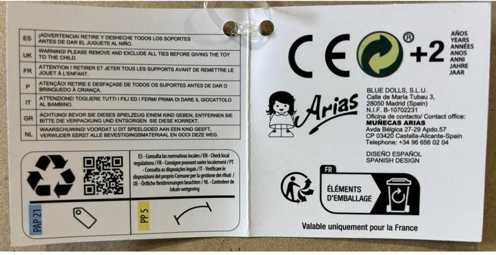 Image du produit Munecas Arias Bébé garçon, 52 cm