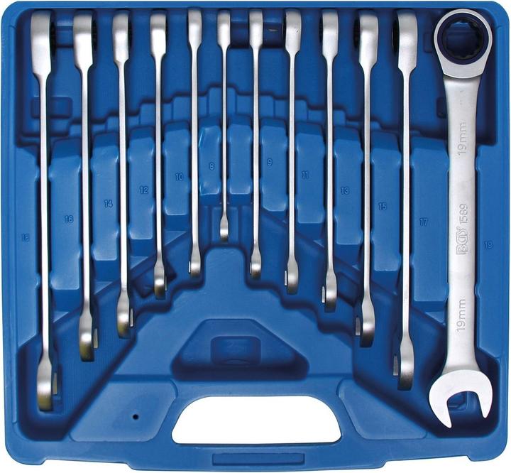 Actual product image BGS Ratchet Combination Wrench Set 8 - 19 mm 12 pcs. (19 mm, 12 mm, 14 mm, 16 mm, 10 mm, 18 mm, 17 mm, 11 mm, 15 mm, 8 mm, 9 mm, 13 mm)