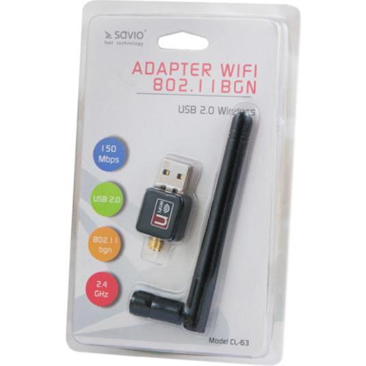 Thumbnail - Savio CL-63 Netzwerkkarte WLAN (USB), Netzwerkkarte, Schwarz