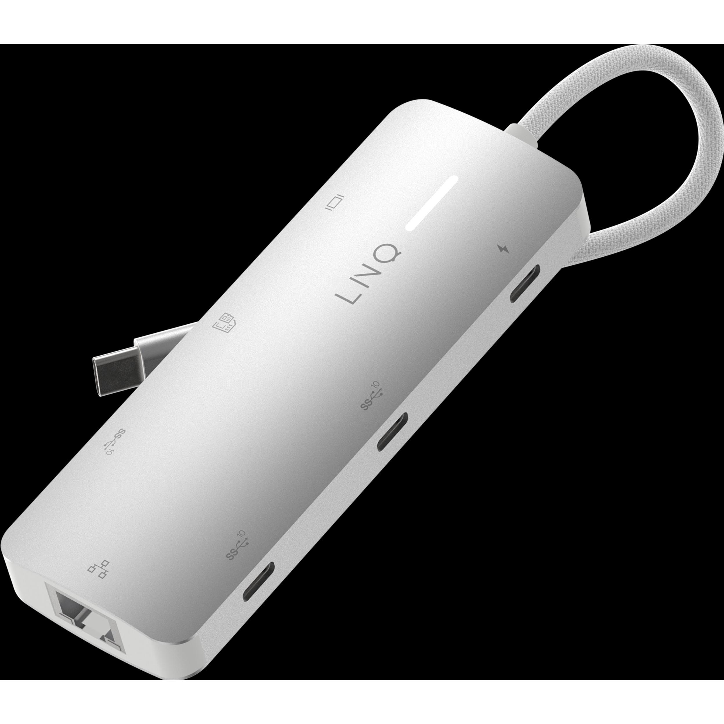 Linq Connects 49061 8in1 PRO USB-C Multiport Hub 140W (USB-C, 8 Ports), Dockingstation + USB Hub, Grau