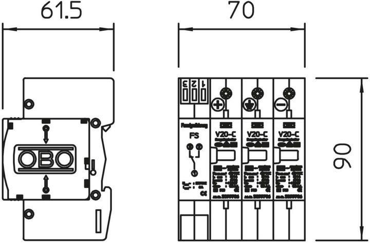 Produktbild OBO Bettermann CombiController V50 dreipolig für PV- 5093625