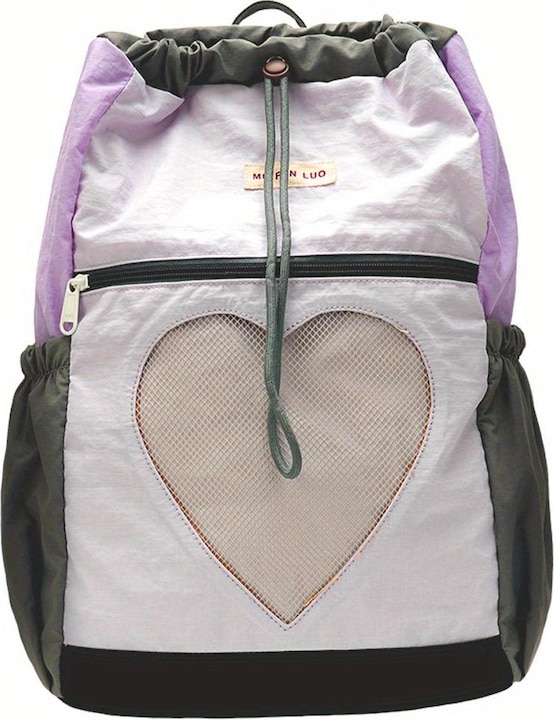 Only-Bags.Store Farbblock-Nylon-Rucksack mit Kordelzugverschluss, verstellbarem Riemen, Polyester-Futter