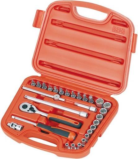 Produktbild Bahco 1/4"-Steckschlüssel-Satz, metrisch, Sechskant, inklusive Umschaltknarre und Schraubendreher-Einsät (12 mm, 11 mm, 13 mm, 10  mm)