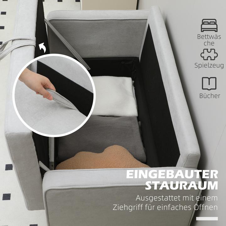 Actual product image Homcom 2 Sitzer Sofa Samt, Gummiholz Hellgrau (2 person sofa)