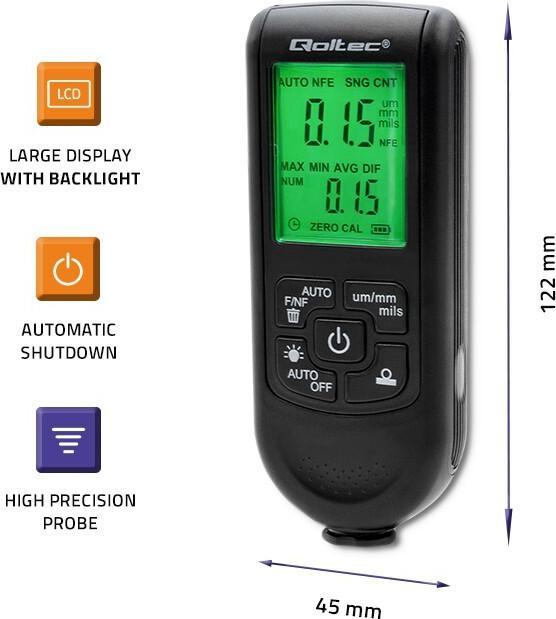 Actual product image Qoltec Miernik grubości powłok z wyświetlaczem LCD
