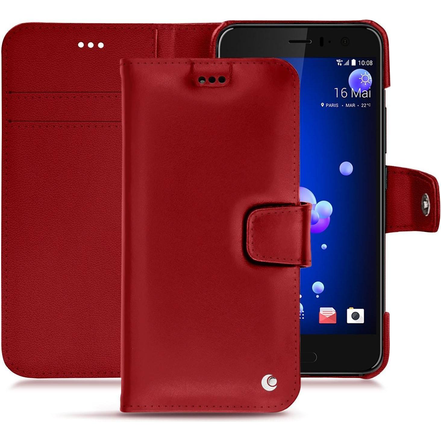 Noreve Lederschutzhülle Wallet (HTC U11), Smartphone Hülle, Rot
