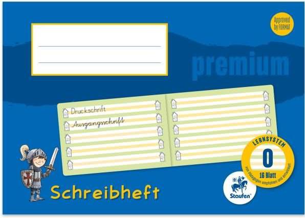 Staufen Quaderno di scrittura Premium a righe 0 righe DIN A5 orizzontale senza margini, 16 fogli (A5, Rigatura speciale, Copertina rigida)