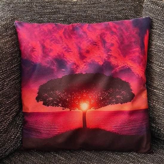 Tinisu, Dekokissen, Kissenbezug Baum im Sonnenuntergang - 45cm x 45cm (45 x 45 cm)