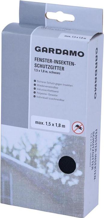 Siena Garden Fliegengitter 1,5 m x 1,8 m schwarz für Fenster mit Klettband (180 x 150 cm)